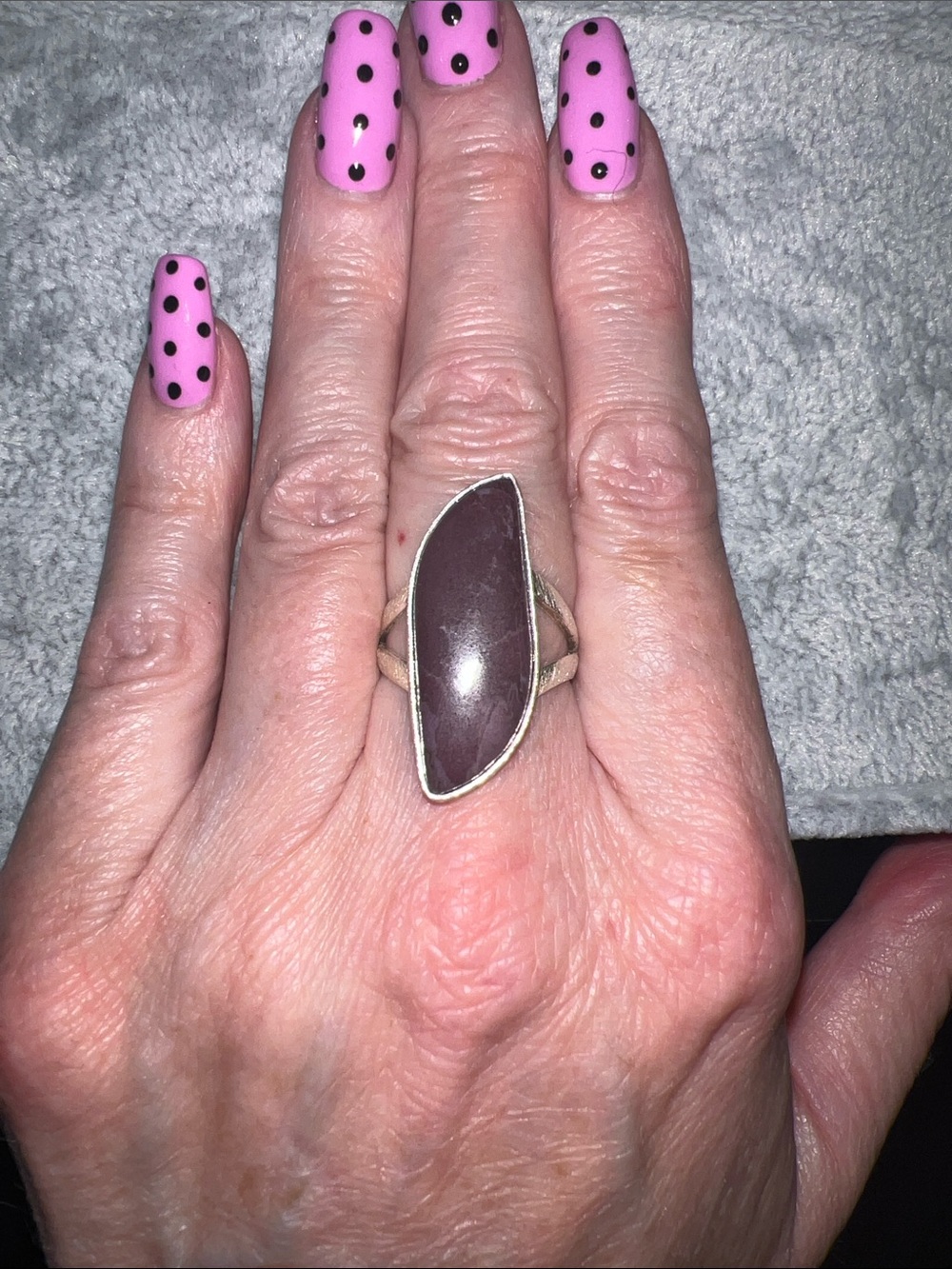 Sterling Silver Marquise purple jade Stone Ring for Women